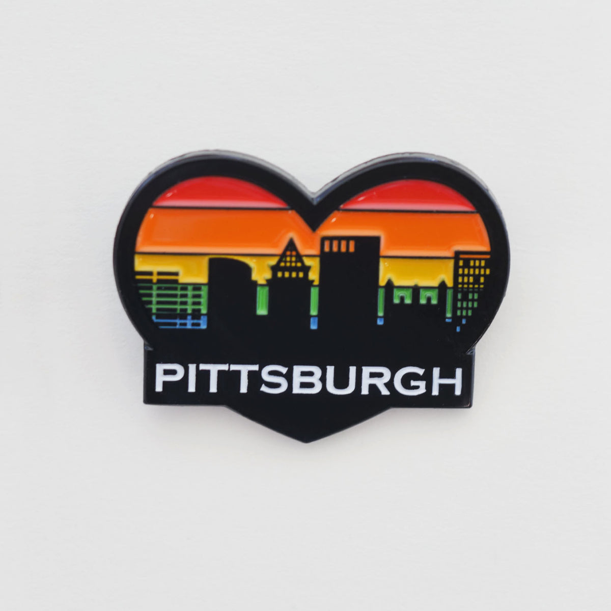 Pittsburgh Rainbow Heart Pin