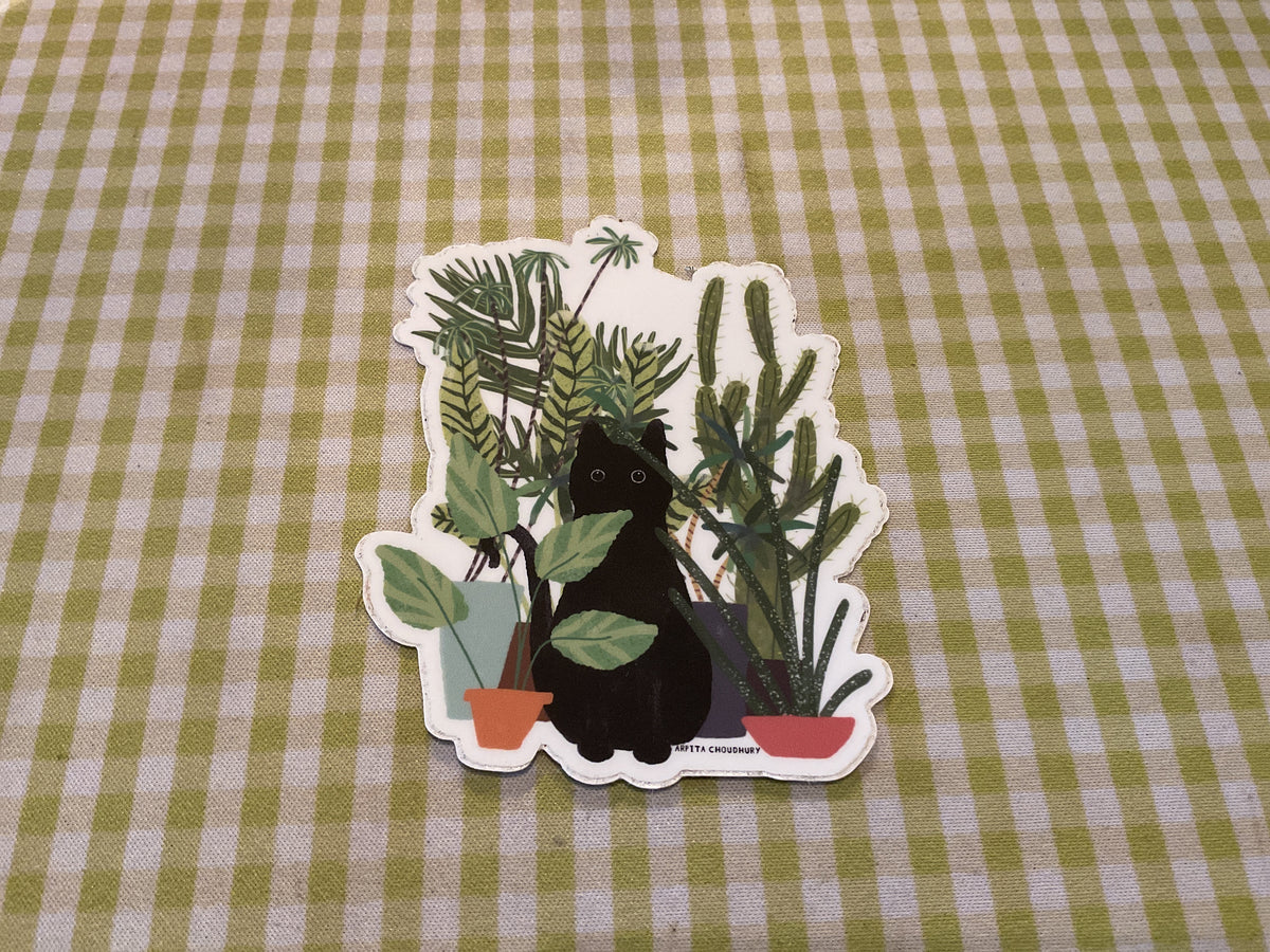 Cat Garden Sticker (Fern Spike Art)