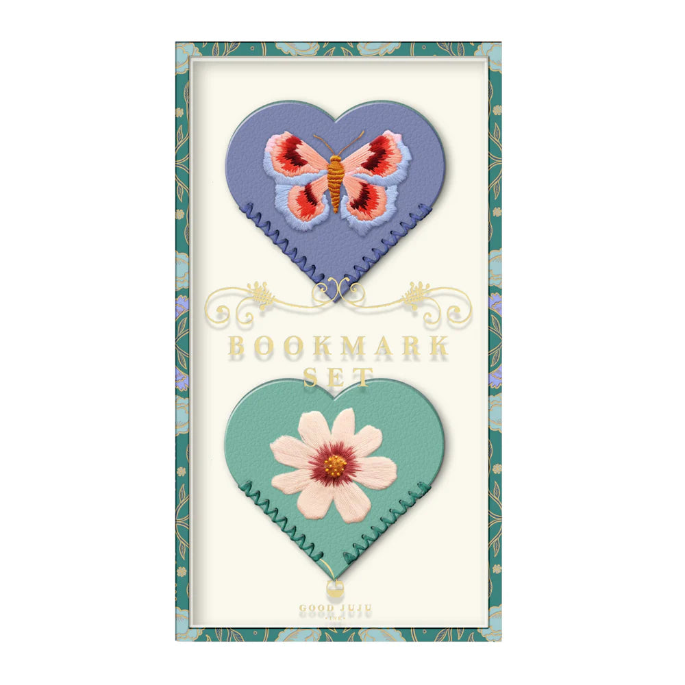 Embroidered Hearts Corner Bookmarks