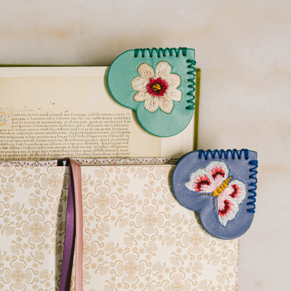 Embroidered Hearts Corner Bookmarks