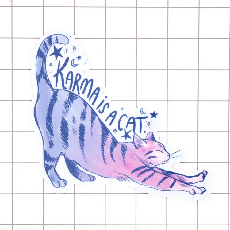 Karma Is A Cat Vinyl Sticker