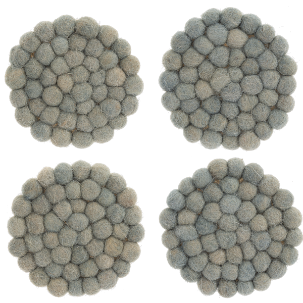 Handmade Felted Wool Grey Coaster (4 pc. set)