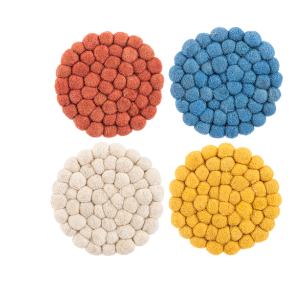 Handmade Felted Wool Grey Coaster (4 pc. set)