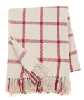 Red & Natural Windowpane Check Woven Throw