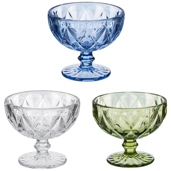 Etched Glass Decorative Pedestal Bowl (Assorted)