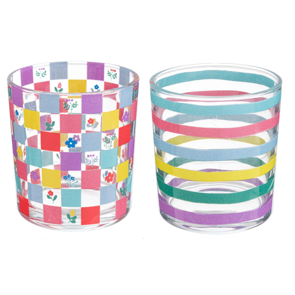 Colorful Check & Stripe Votive Holder (Assorted)