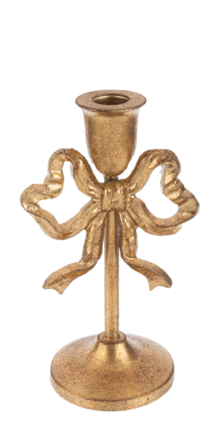 Small Gold Bow Taper Holder