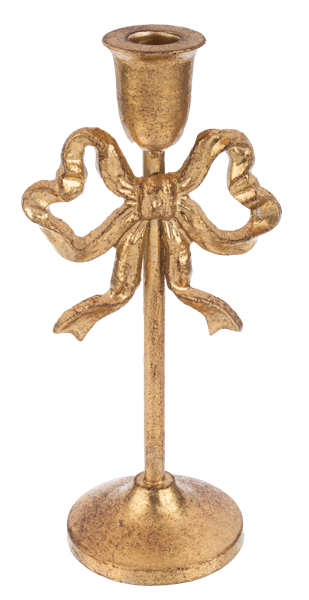 Large Gold Bow Taper Holder