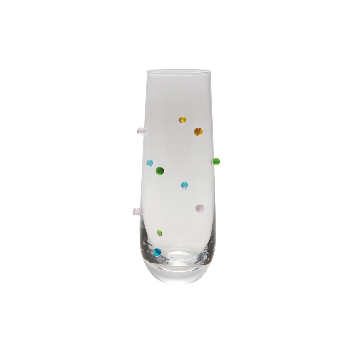 Stemless Champagne Flute with Raised Multicolor Dots