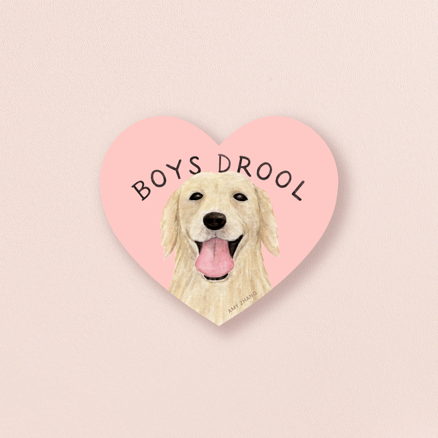 Boys Drool - Golden Retriever Heart Sticker