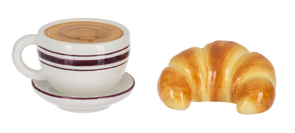 Salt & Pepper Shakers - Coffee & Croissant (1 pair)
