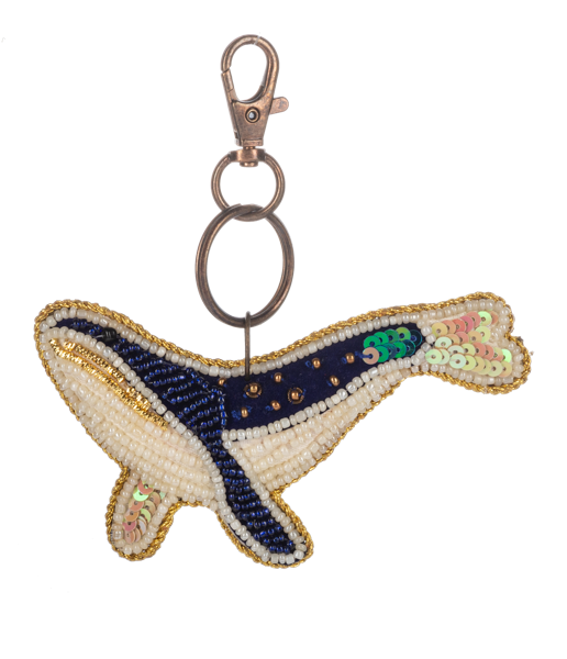 Beaded Whale Key Fob